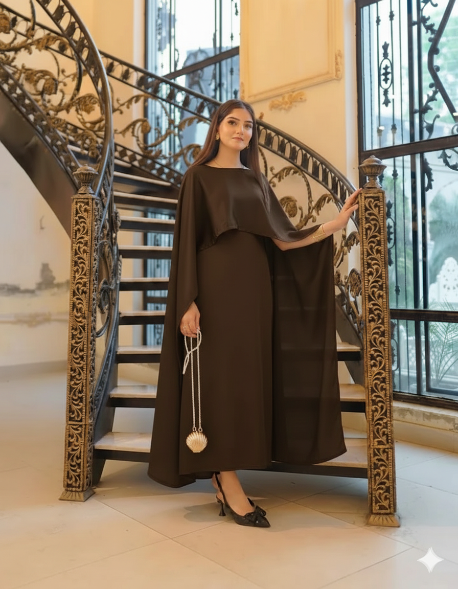 BADAM BROWN CAPE GOWN