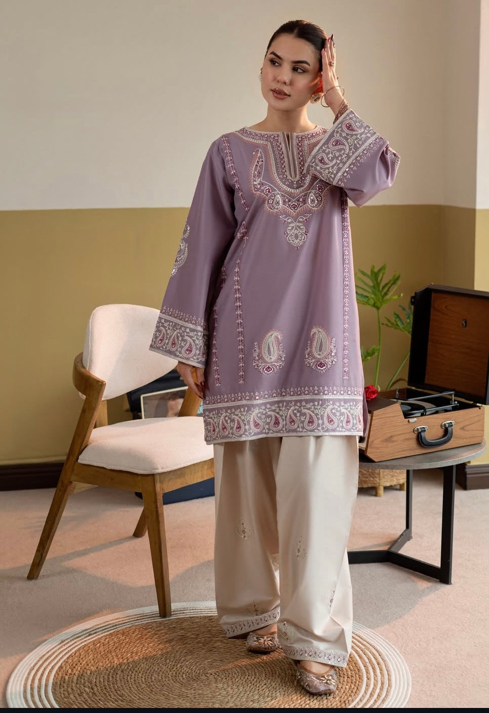 Lilac Grace Printed Cotton 2-Piece Suit