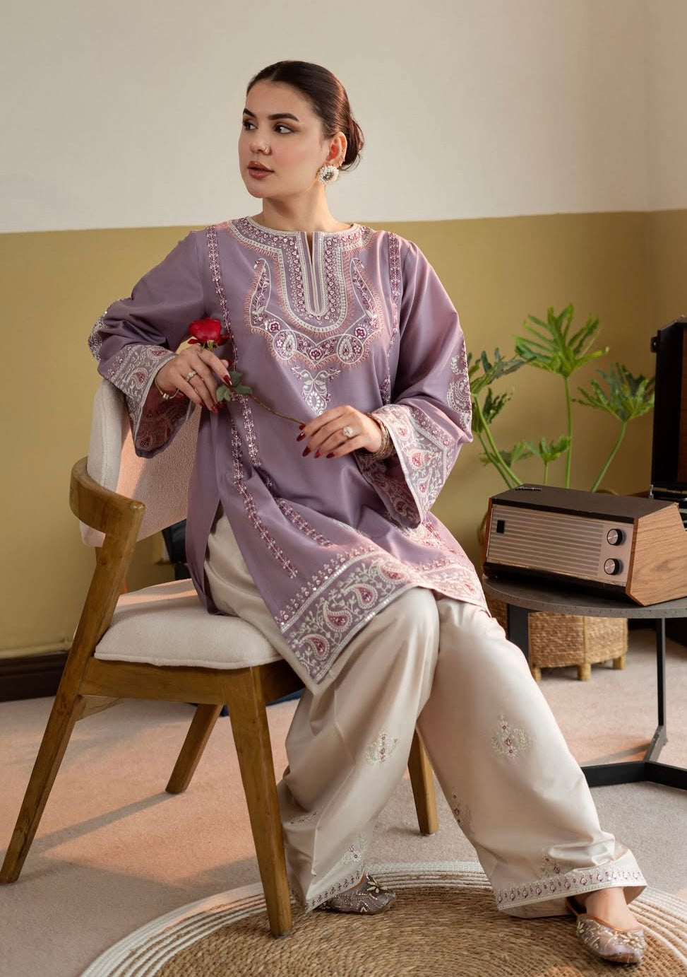 Lilac Grace Printed Cotton 2-Piece Suit