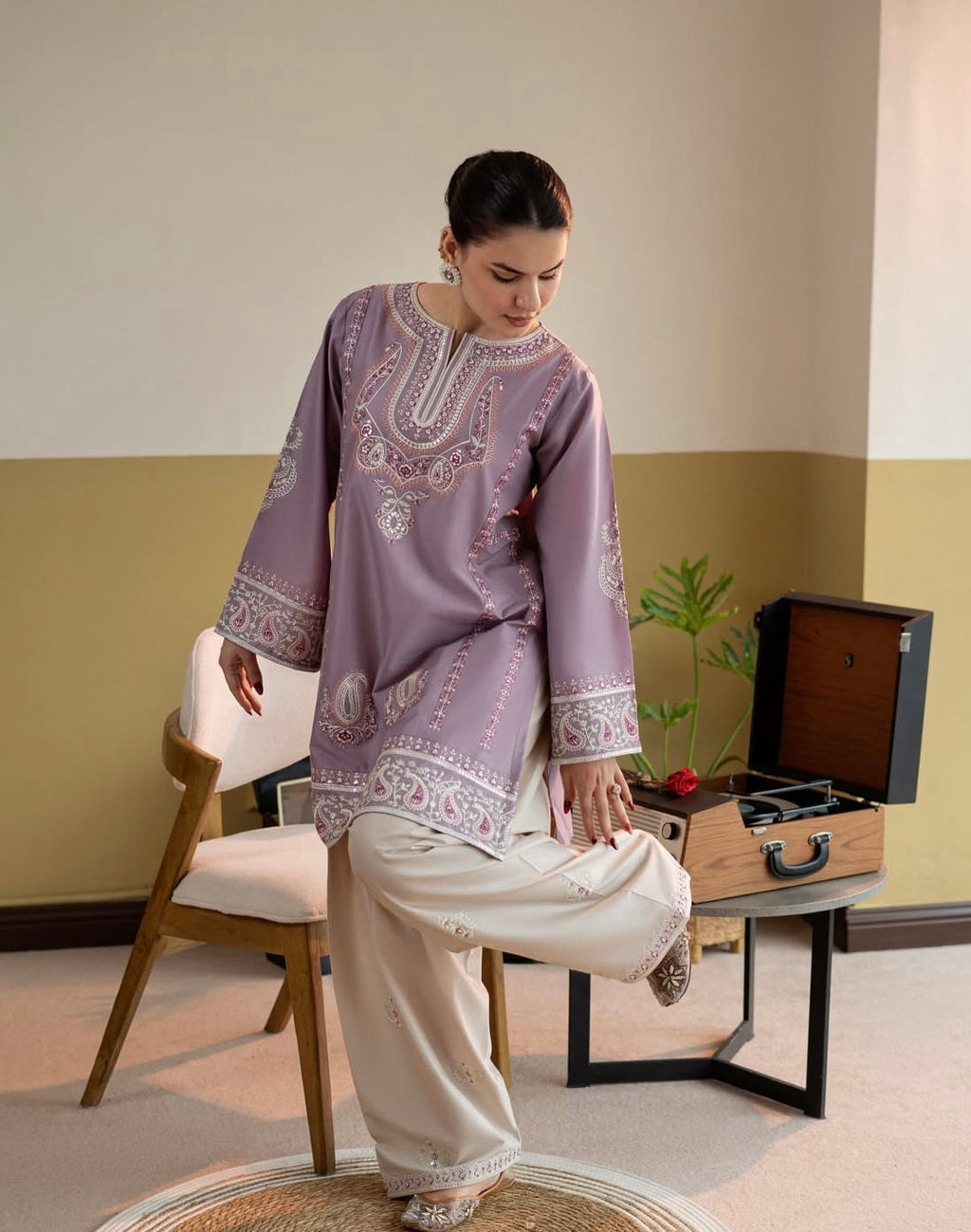 Lilac Grace Printed Cotton 2-Piece Suit