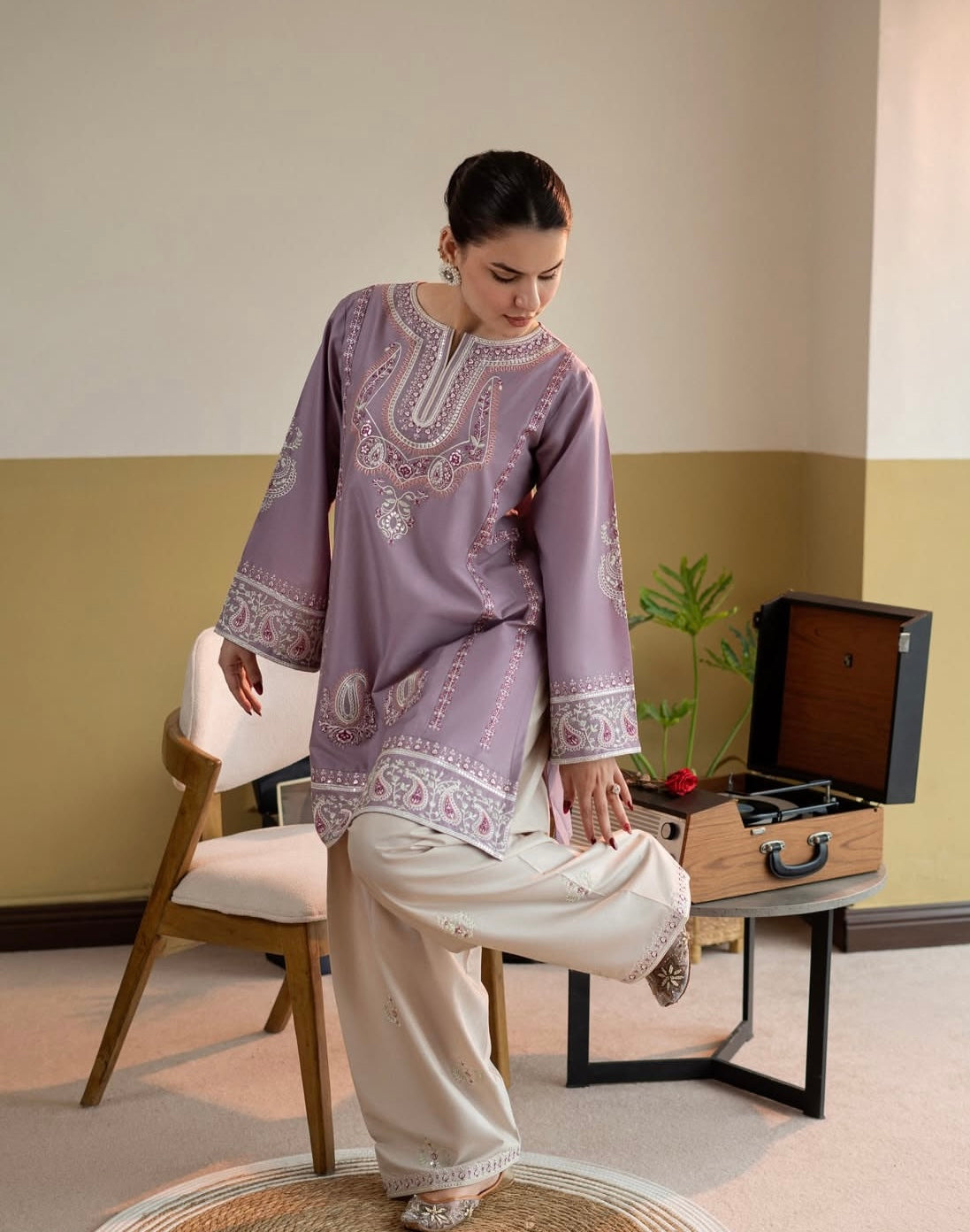 Lilac Grace Printed Cotton 2-Piece Suit