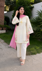 Rosy Bloom Embroidered 3-Piece Suit