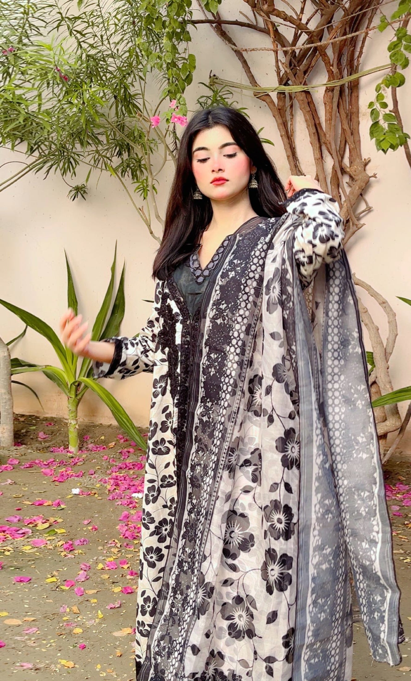 Noir Blossom Embroidered 3-Piece Suit
