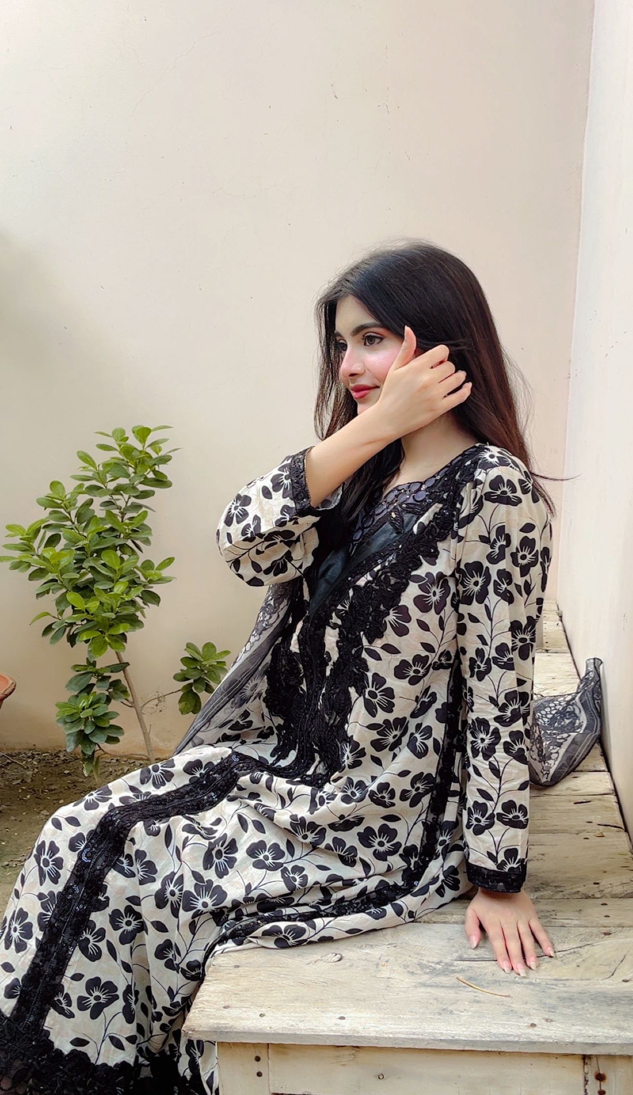 Noir Blossom Embroidered 3-Piece Suit