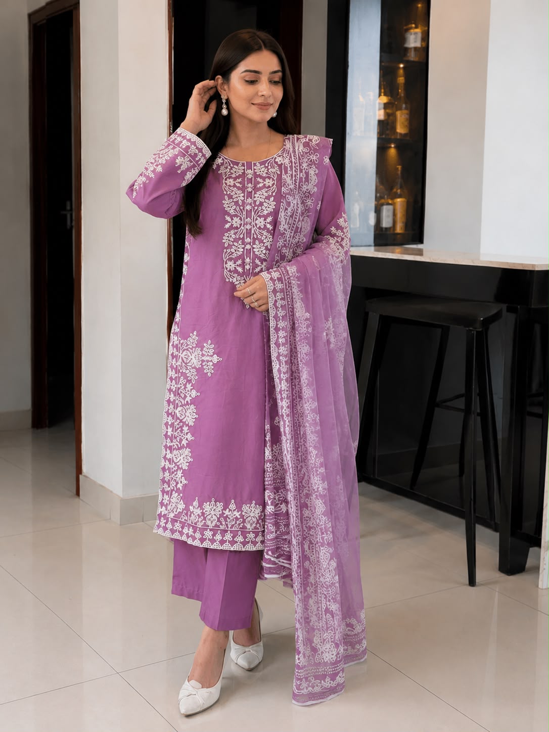 Lavender Grace Embroidered 3-Piece Suit