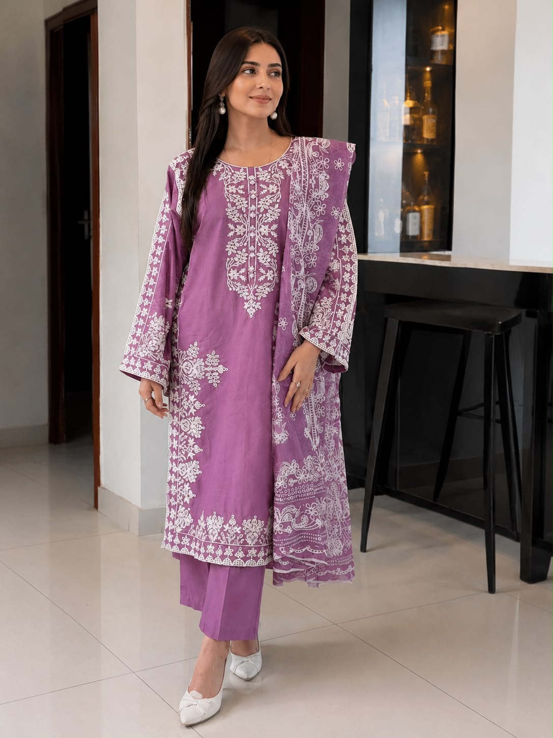 Lavender Grace Embroidered 3-Piece Suit
