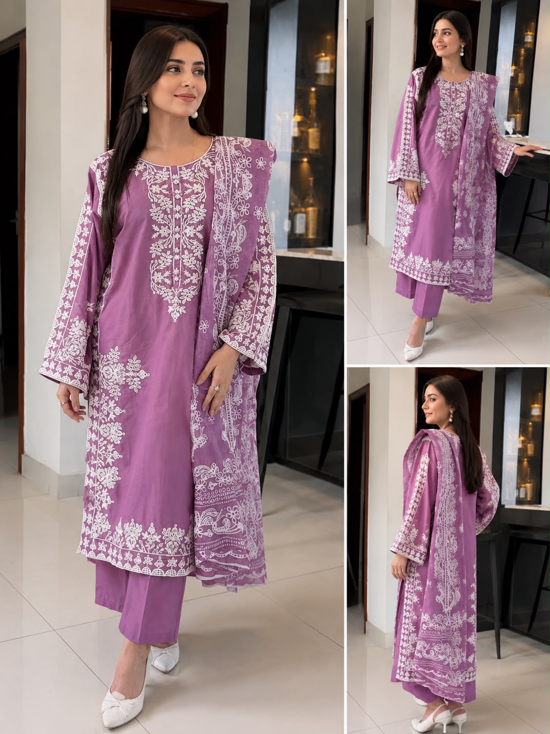 Lavender Grace Embroidered 3-Piece Suit