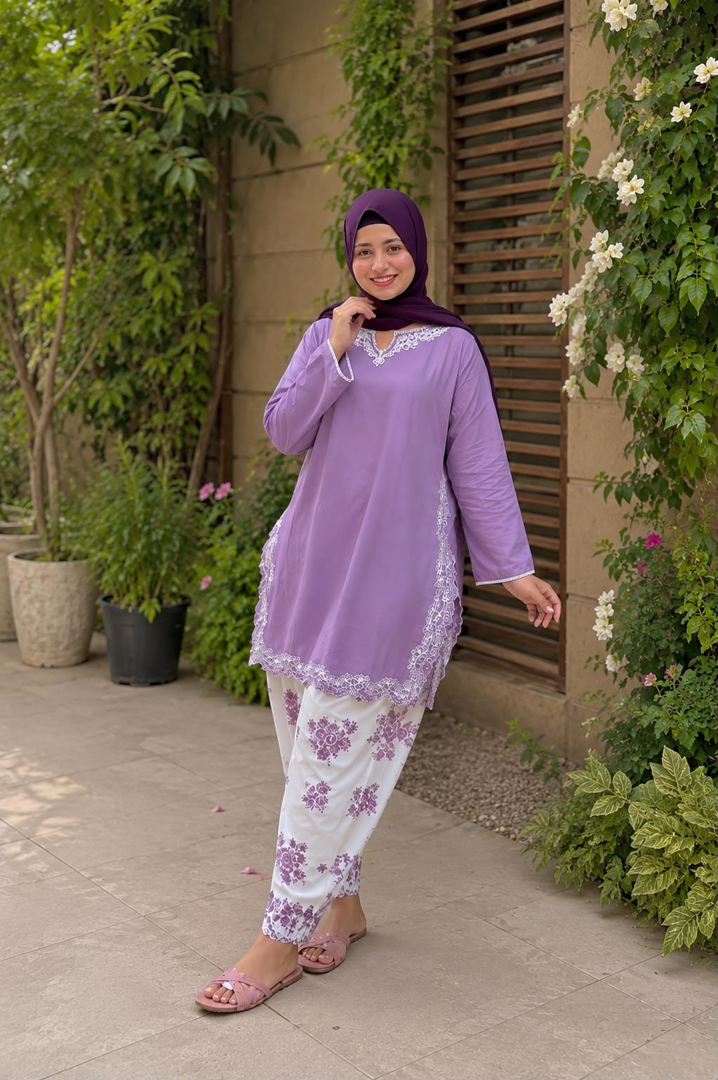 Lavender Grace Embroidered 2-Piece Suit