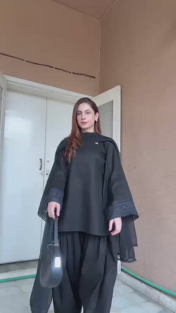 Midnight Noir 3-Piece Shalwar Kameez Set